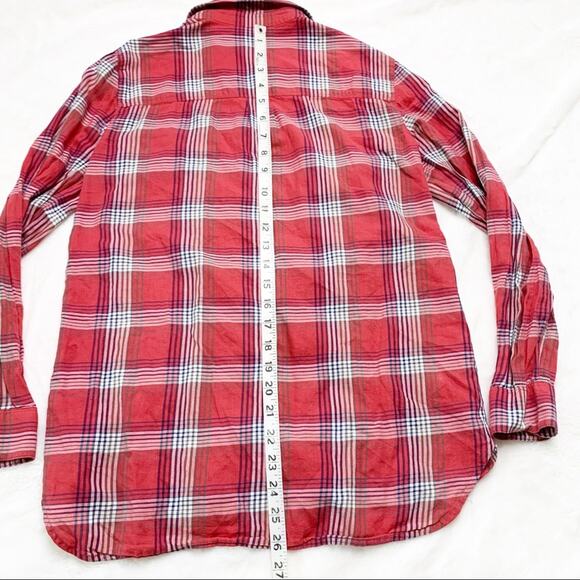 MADEWELL Red Plaid Cotton Button Down Shirt Top - Picture 6 of 8